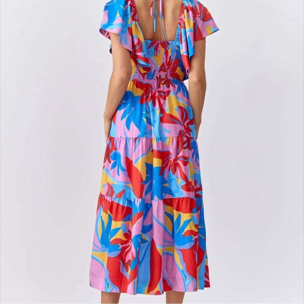 NWT Anthro’s Adelyn Rae,Caroline Flutter Sleeve,Vibrant Floral Dress,Size M - Picture 4 of 8